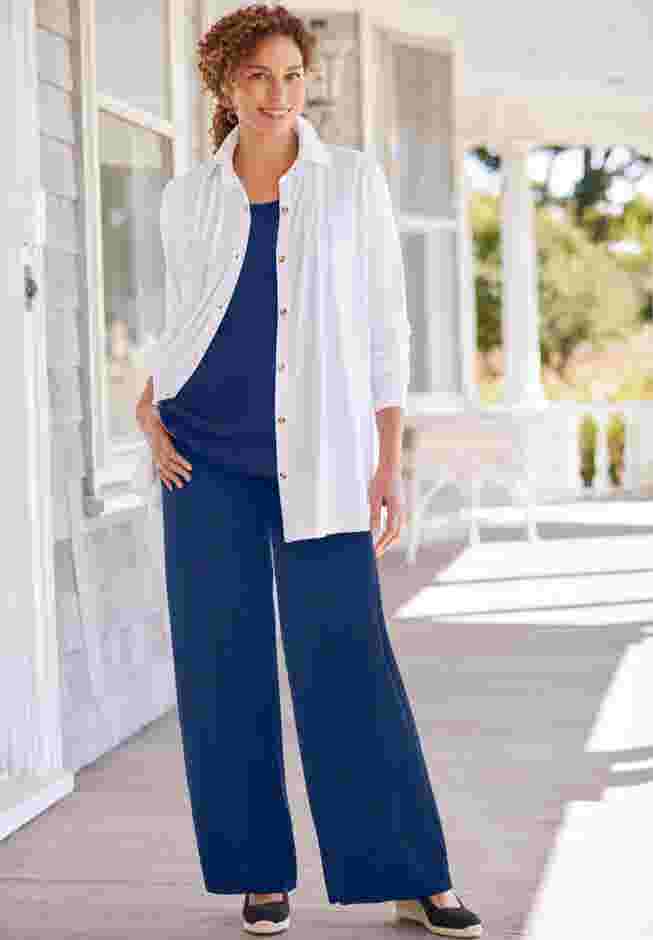Pull-On Elastic Waist Soft Pants image number 5