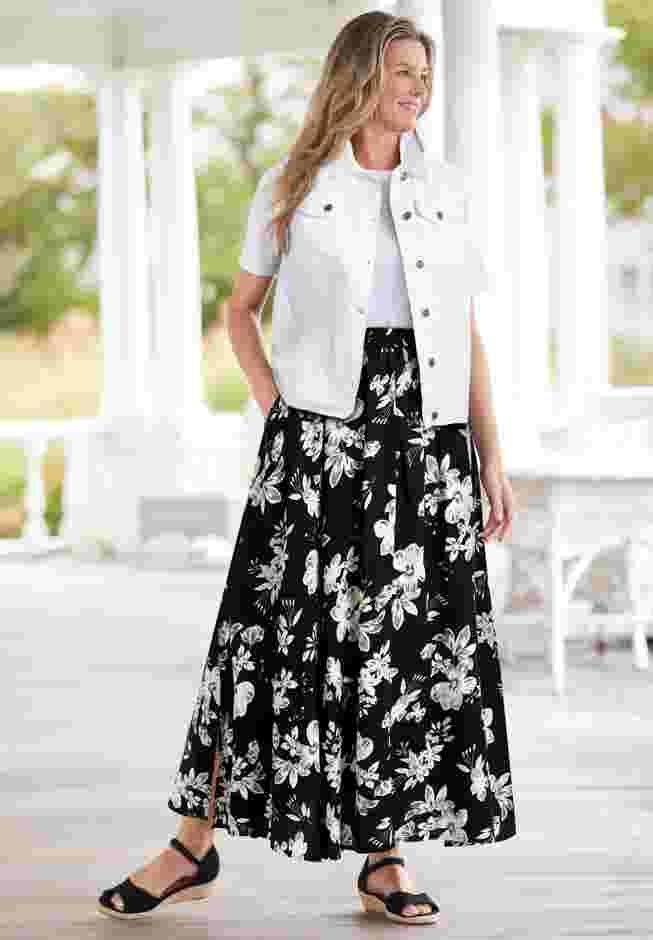 Pull-On Elastic Waist Soft Maxi Skirt image number 1