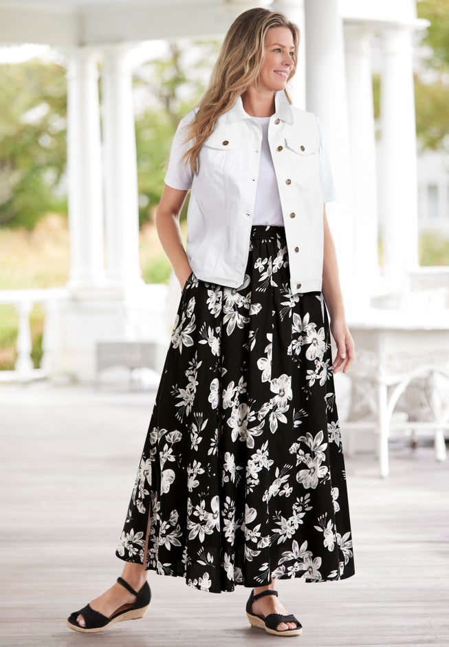 Pull-On Elastic Waist Soft Maxi Skirt image number 1