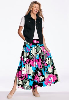 Pull-On Elastic Waist Soft Maxi Skirt