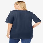 7-Day Layer-Look Elbow-Sleeve Tee image number null