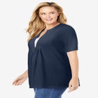 7-Day Layer-Look Elbow-Sleeve Tee image number null