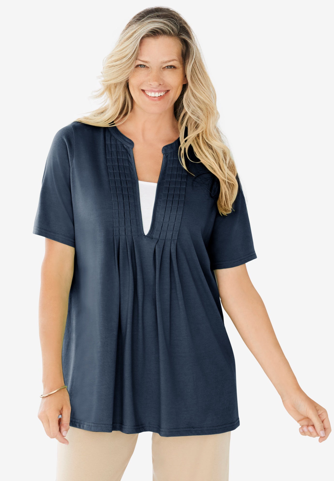 7-Day Layer-Look Elbow-Sleeve Tee image number 0