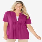 7-Day Layer-Look Elbow-Sleeve Tee image number null