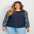 Mix Media Heart Sleeve Top image number 3