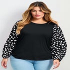 Mix Media Heart Sleeve Top image number 0