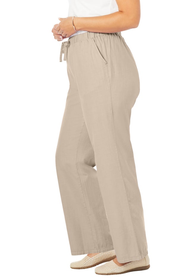 Wide-Leg Drawstring Denim Pants image number 2