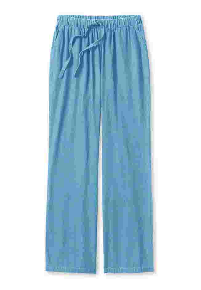 Wide-Leg Drawstring Denim Pants image number 1