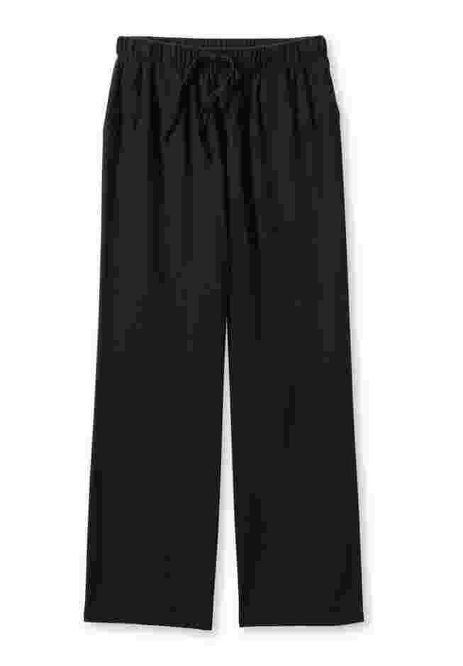 Wide-Leg Drawstring Denim Pants image number 1