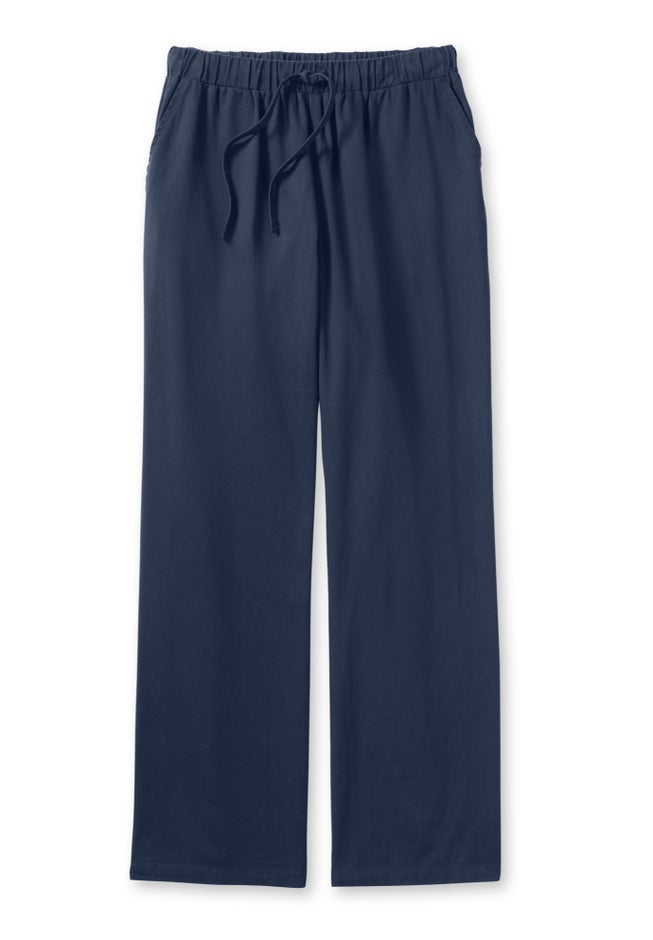 Wide-Leg Drawstring Denim Pants image number 1