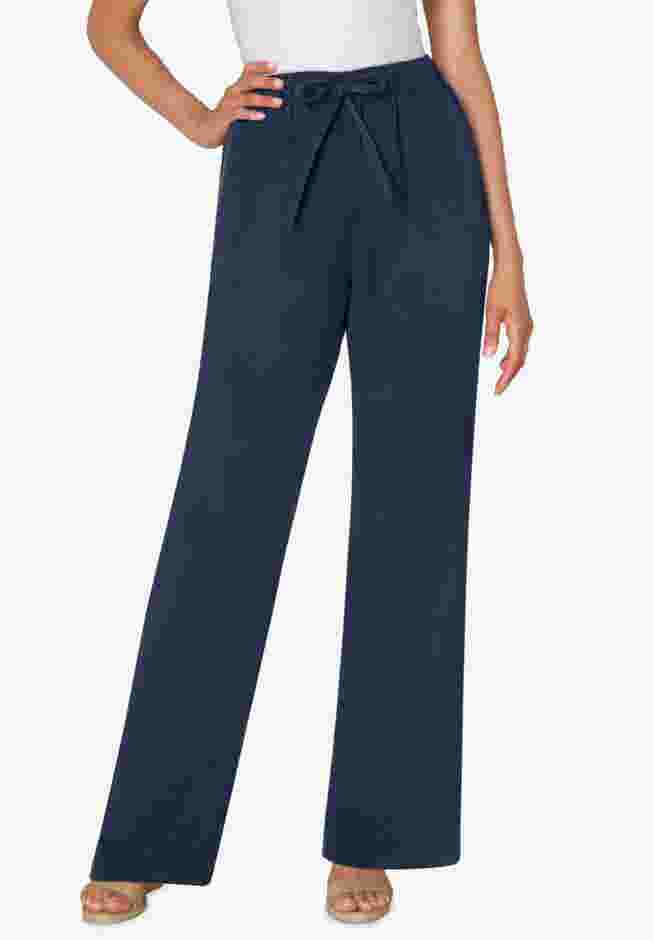 Wide-Leg Drawstring Denim Pants image number 0