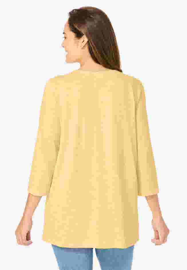 Lace-Up Three-Quarter Sleeve Tee image number 1