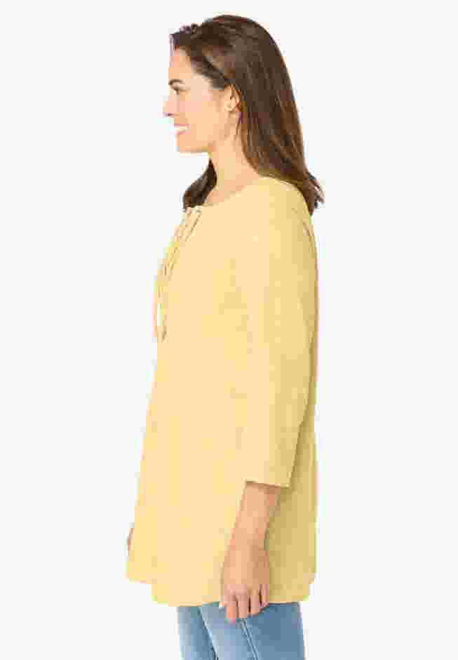 Lace-Up Three-Quarter Sleeve Tee image number 2