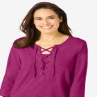 Lace-Up Three-Quarter Sleeve Tee image number null