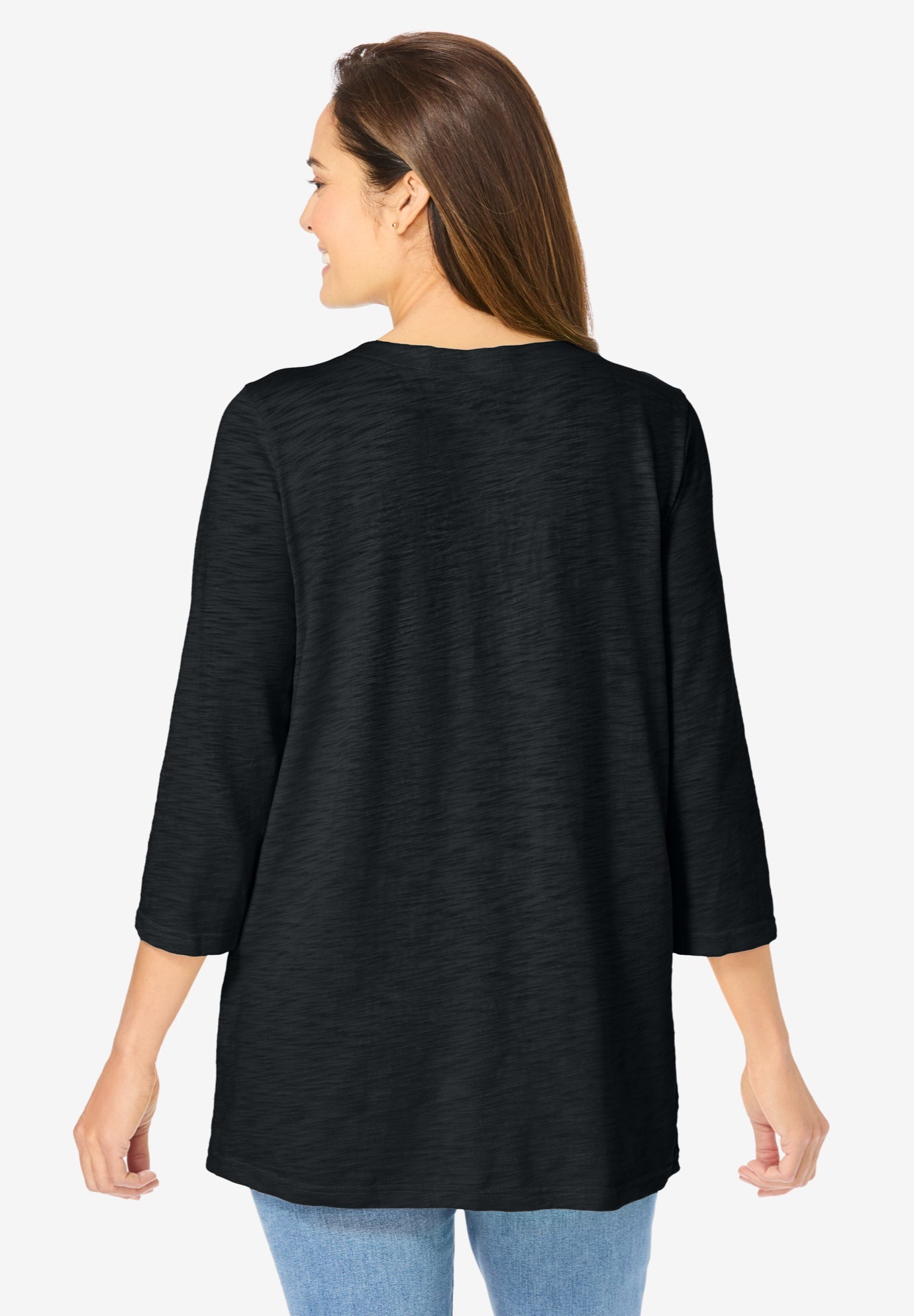 Lace-Up Three-Quarter Sleeve Tee image number 1