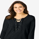 Lace-Up Three-Quarter Sleeve Tee image number null