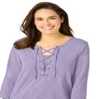 Lace-Up Three-Quarter Sleeve Tee image number null