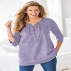 Lace-Up Three-Quarter Sleeve Tee image number null