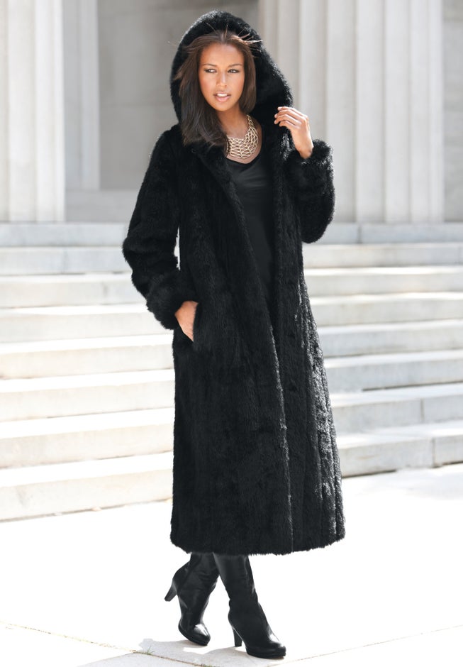 Plus Size Hooded Faux Fur Coat image number 5