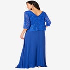 Plus Size Sequin Lace Three Quarter Sleeve A-Line Gown image number 1