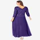 Plus Size Sequin Lace Three Quarter Sleeve A-Line Gown image number 1