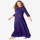Plus Size Sequin Lace Three Quarter Sleeve A-Line Gown image number 2