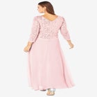 Plus Size Sequin Lace Three Quarter Sleeve A-Line Gown image number 1