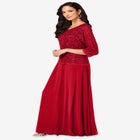 Plus Size Sequin Lace Three Quarter Sleeve A-Line Gown image number 2