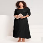 Plus Size Sequin Lace Three Quarter Sleeve A-Line Gown image number 0