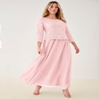 Plus Size Sequin Lace Three Quarter Sleeve A-Line Gown image number 0