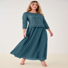 Plus Size Sequin Lace Three Quarter Sleeve A-Line Gown image number 0