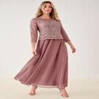 Plus Size Sequin Lace Three Quarter Sleeve A-Line Gown image number 0