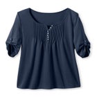 7-Day Three-Quarter Sleeve Pintucked Henley Tunic image number null