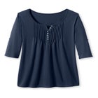 7-Day Three-Quarter Sleeve Pintucked Henley Tunic image number null