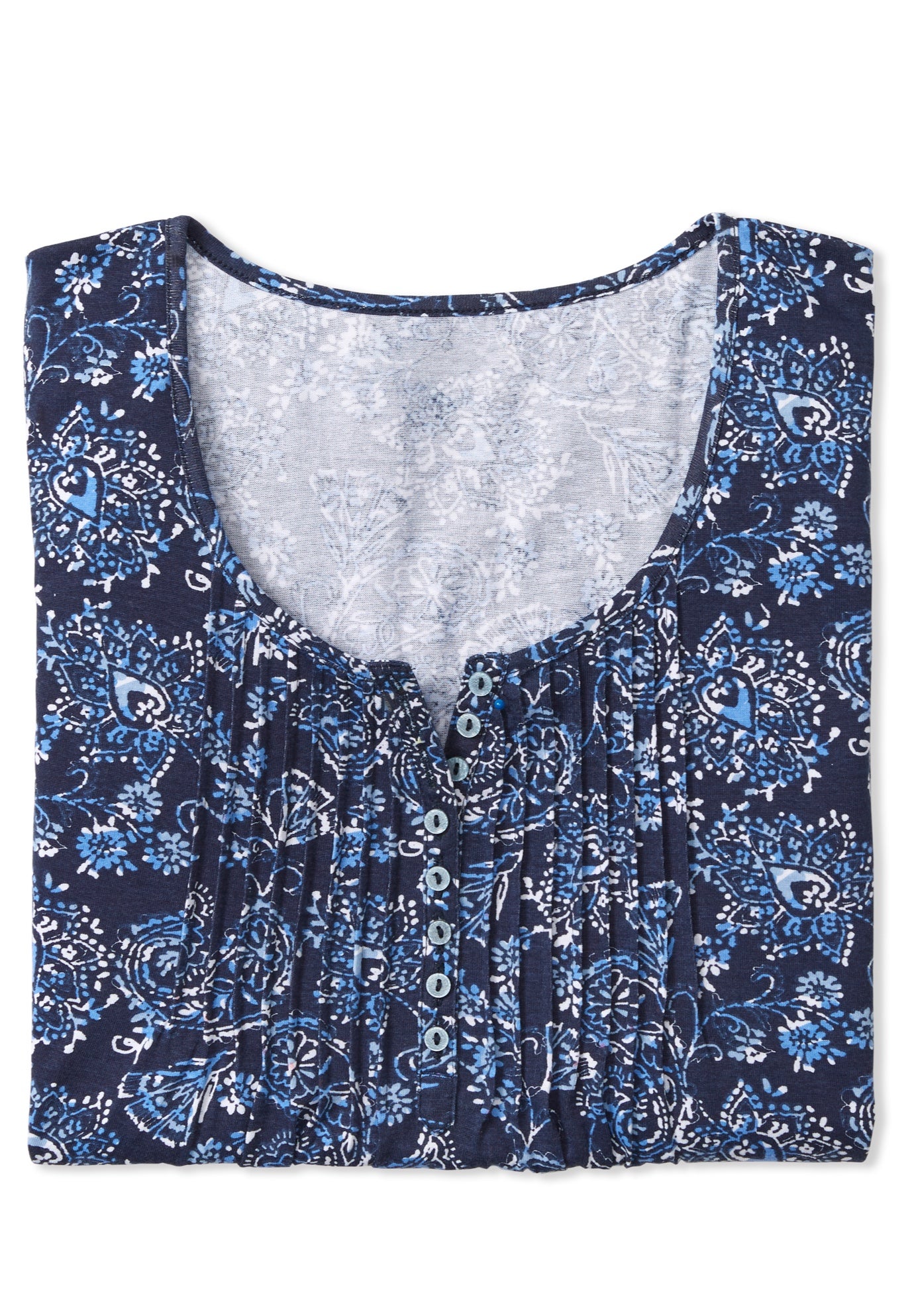 7-Day Three-Quarter Sleeve Pintucked Henley Tunic image number 4