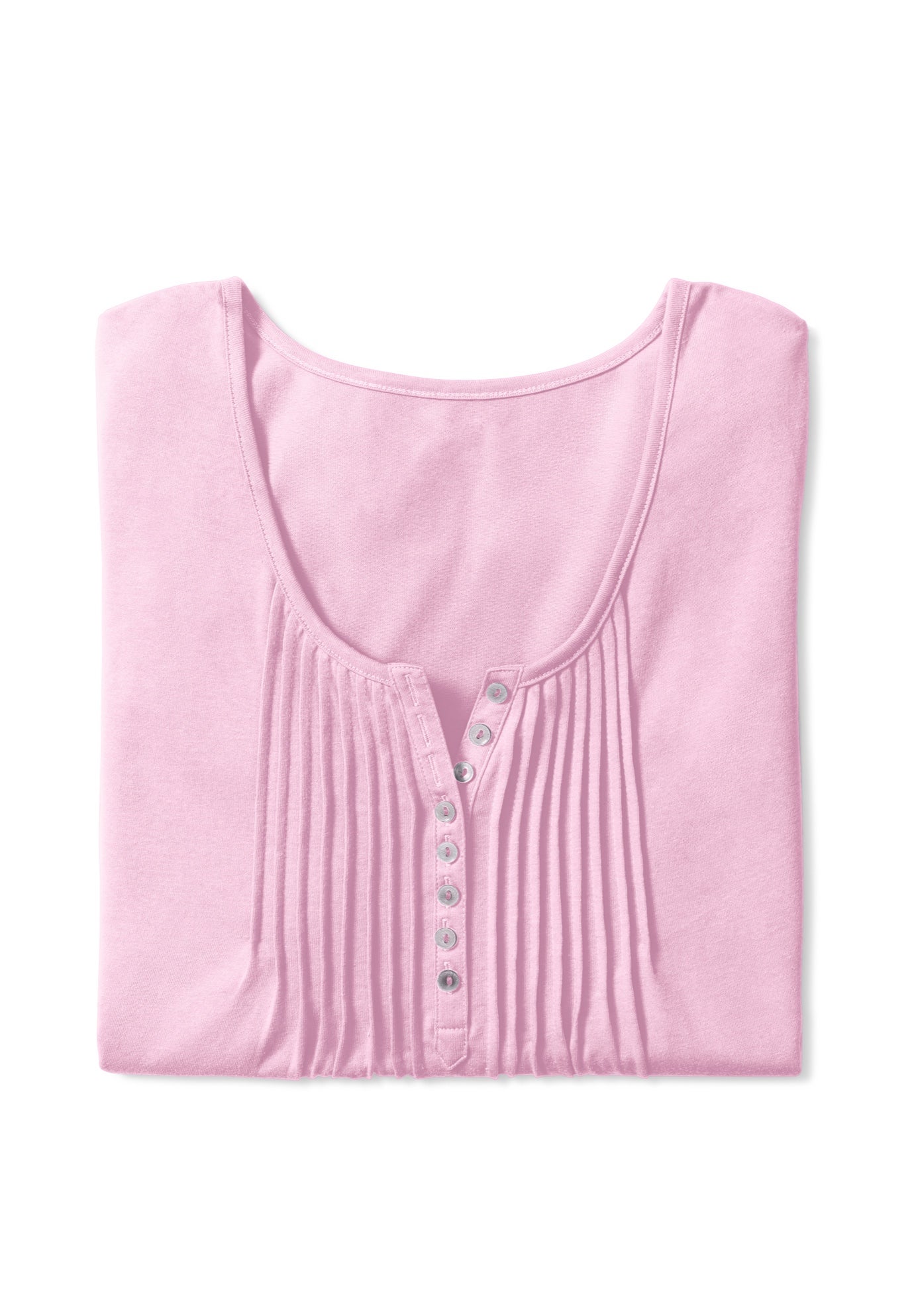 7-Day Three-Quarter Sleeve Pintucked Henley Tunic image number 5