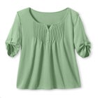 7-Day Three-Quarter Sleeve Pintucked Henley Tunic image number null