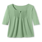 7-Day Three-Quarter Sleeve Pintucked Henley Tunic image number null