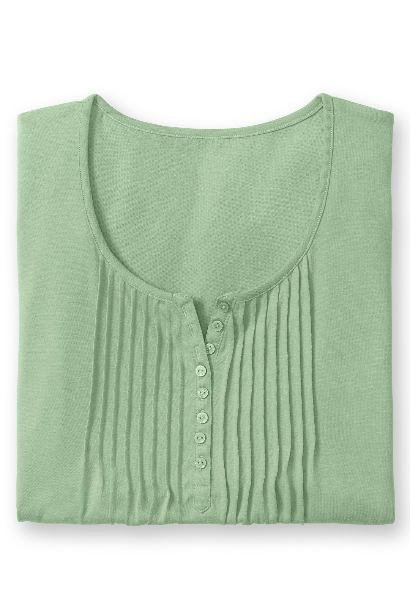 7-Day Three-Quarter Sleeve Pintucked Henley Tunic image number 5