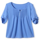 7-Day Three-Quarter Sleeve Pintucked Henley Tunic image number null