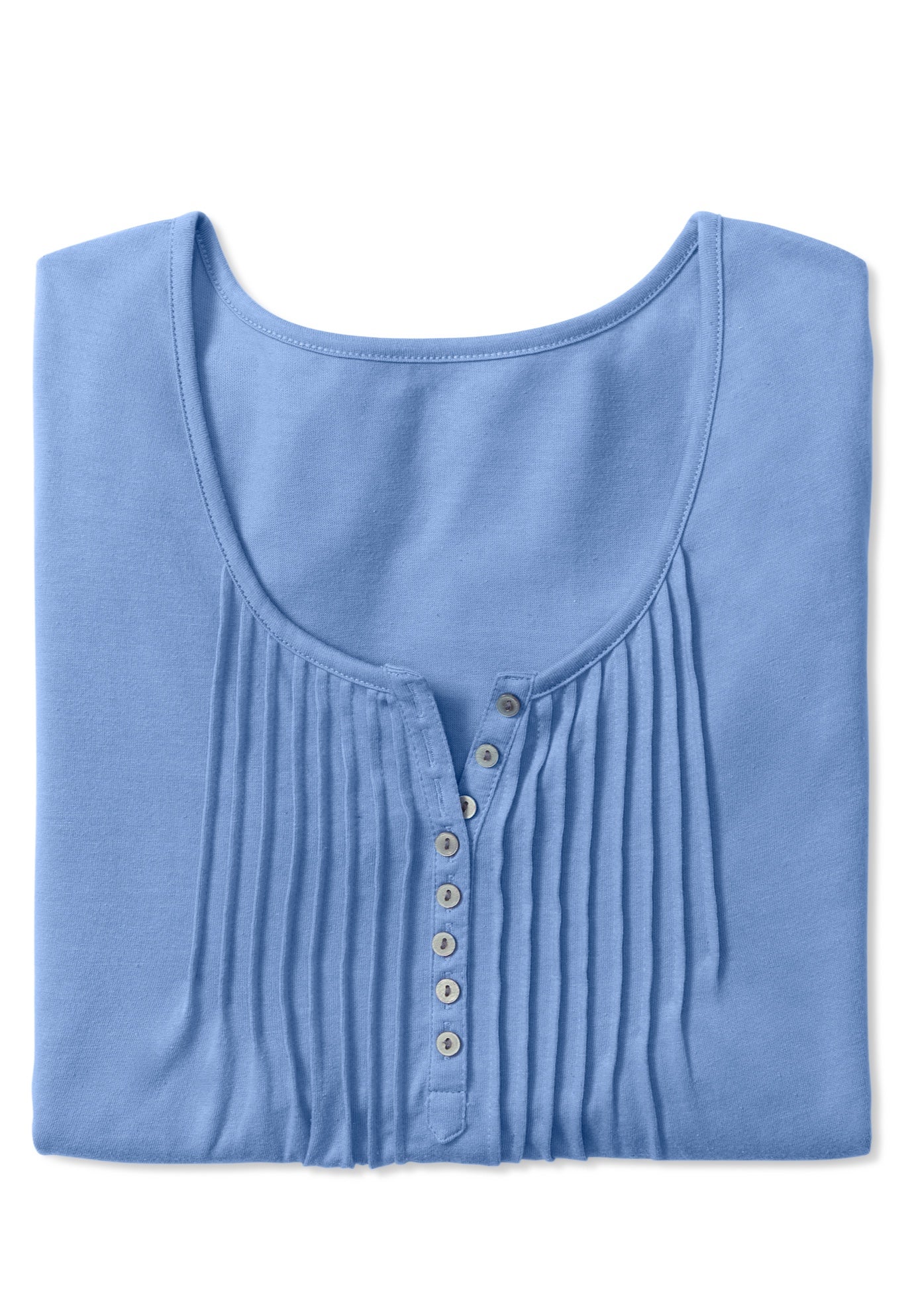 7-Day Three-Quarter Sleeve Pintucked Henley Tunic image number 5