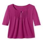 7-Day Three-Quarter Sleeve Pintucked Henley Tunic image number null