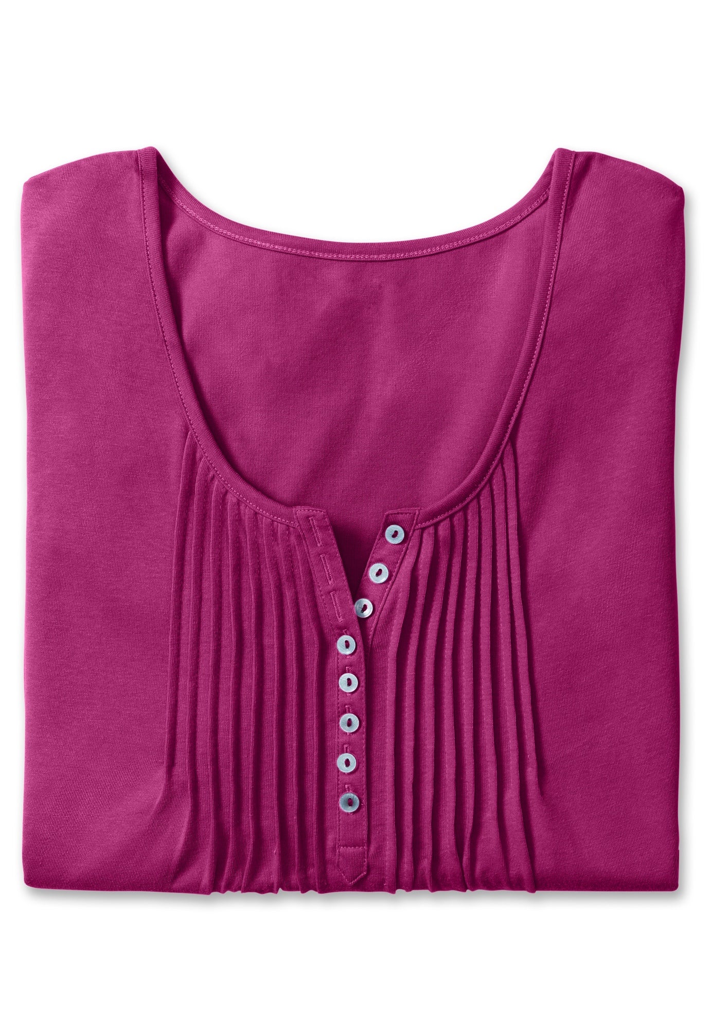 7-Day Three-Quarter Sleeve Pintucked Henley Tunic image number 5