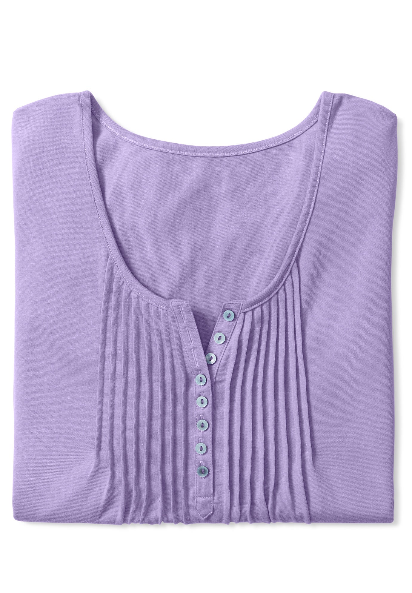 7-Day Three-Quarter Sleeve Pintucked Henley Tunic image number 5