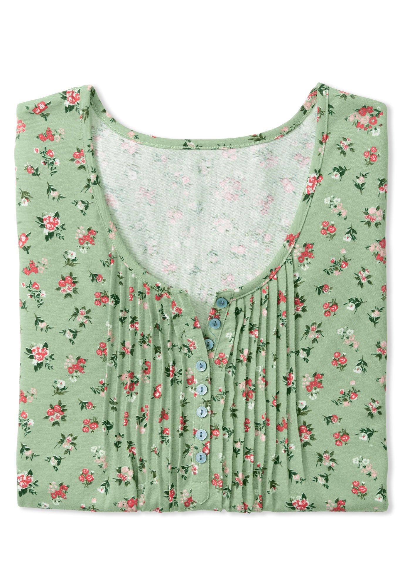 7-Day Three-Quarter Sleeve Pintucked Henley Tunic image number 4