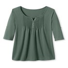 7-Day Three-Quarter Sleeve Pintucked Henley Tunic image number null