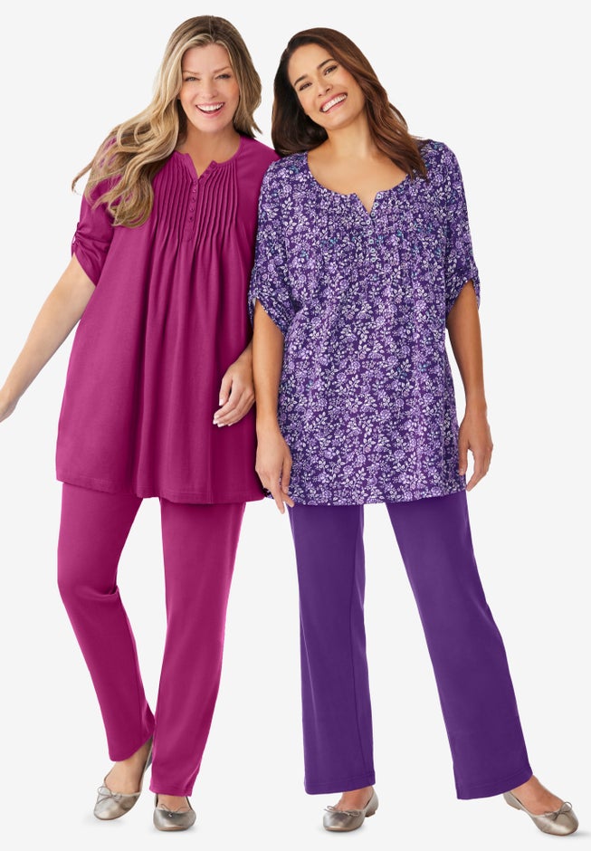 7-Day Three-Quarter Sleeve Pintucked Henley Tunic image number 4