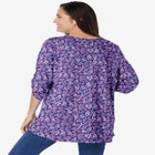7-Day Three-Quarter Sleeve Pintucked Henley Tunic image number null