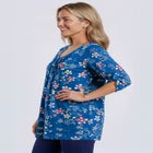 7-Day Three-Quarter Sleeve Pintucked Henley Tunic image number null