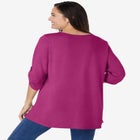 7-Day Three-Quarter Sleeve Pintucked Henley Tunic image number null